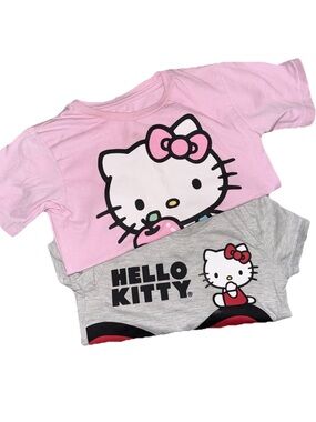 Sanrio Hello Kitty Pink (XS 4/5)and Gray Graphic Tee (4) Duo